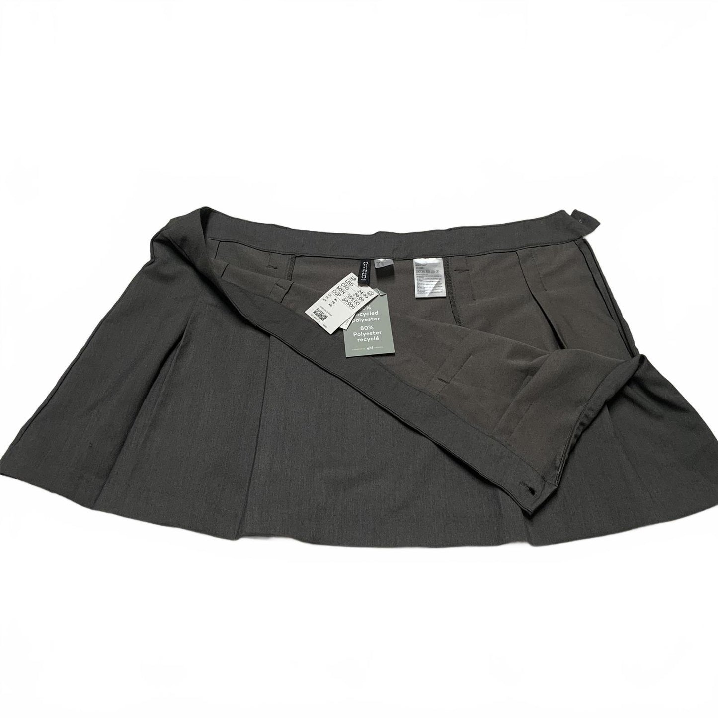 H&M Conscious Collection Womens Sz XL Gray Pleated Mini Skirt W42