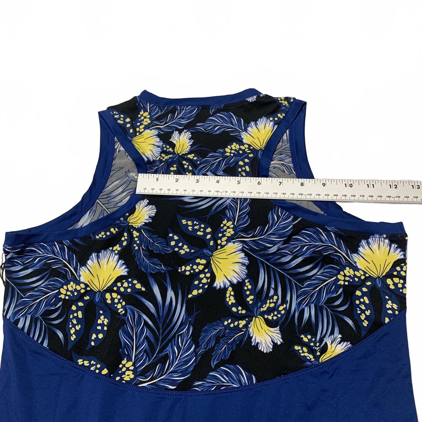 TAIL Women's Sz M Debbie Blue Jungle Sleeveless Floral Top Stretch
