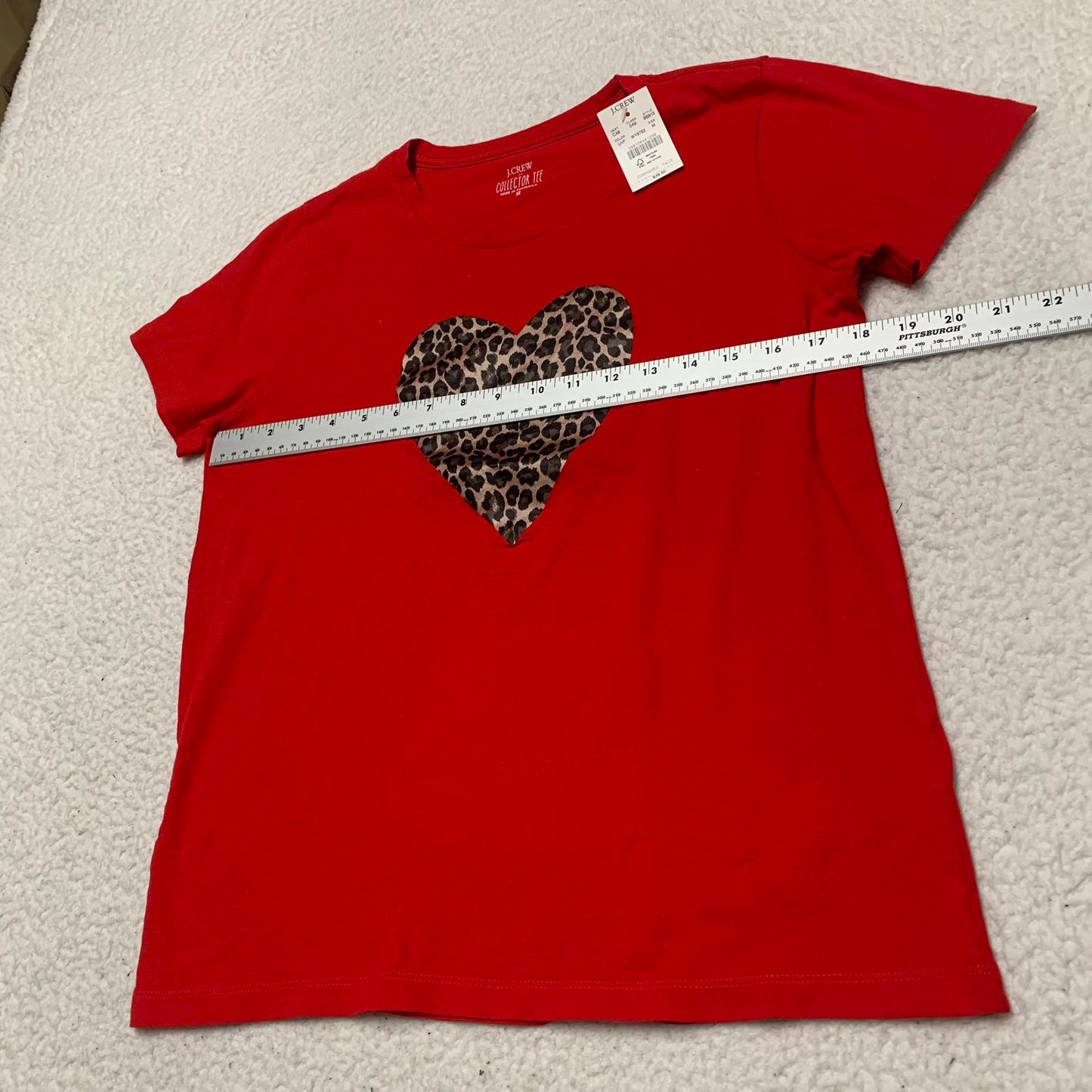 J.Crew Women's Size Medium Red Leopard Heart T-Shirt Collector Tee