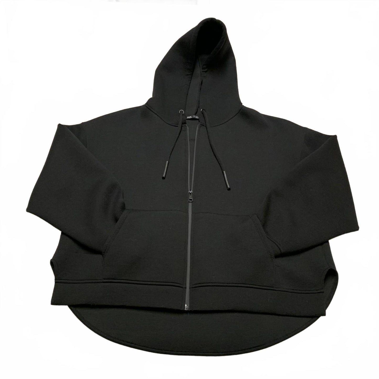ZARA Women's Size Large Black Casual Black Zip-Up Hoodie