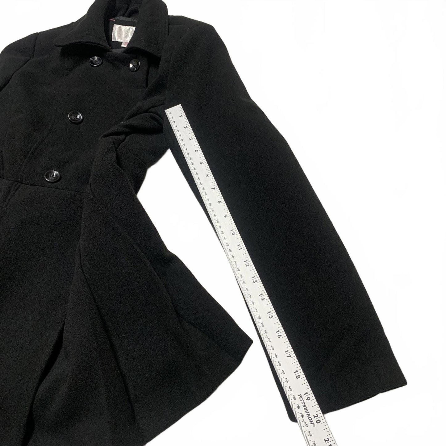 Xhiliration Women’s Size Medium Black Double-Breasted Peacoat
