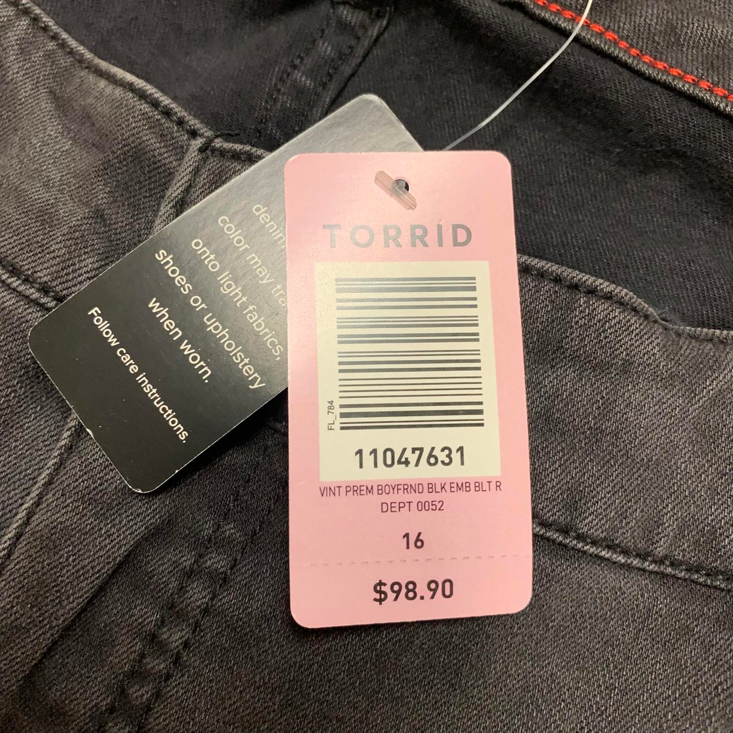 Torrid Premium Women's Sz 16R Black Floral Embroidered Boyfriend Jeans