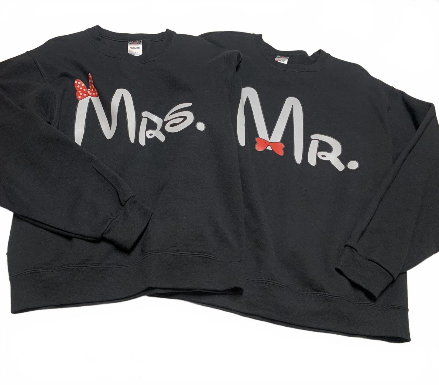 Jerzees Couples Matching Mr & Mrs Sweatshirts Small Large Black