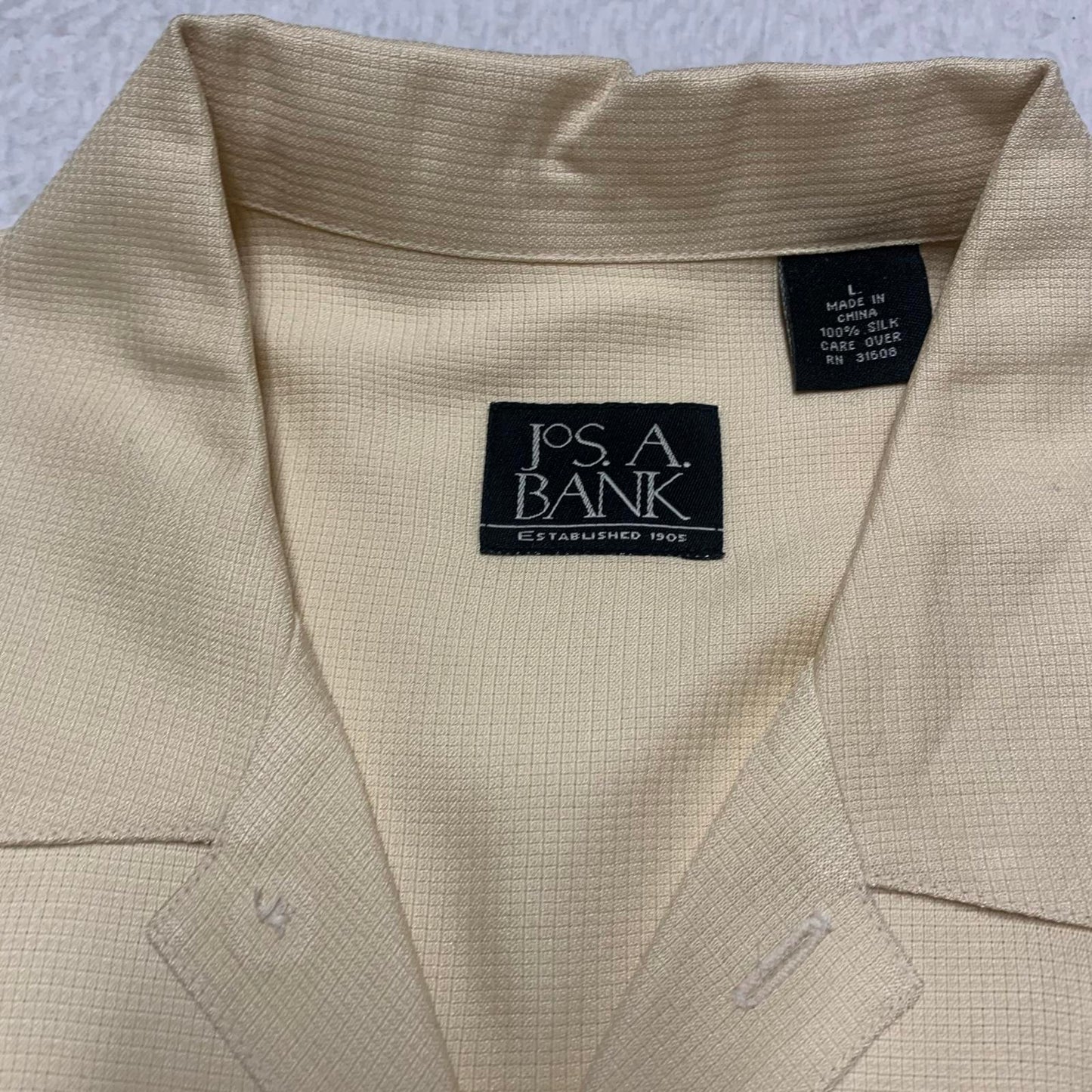 Jos. A. Bank Large Silk Shirt Light Beige Short Sleeves