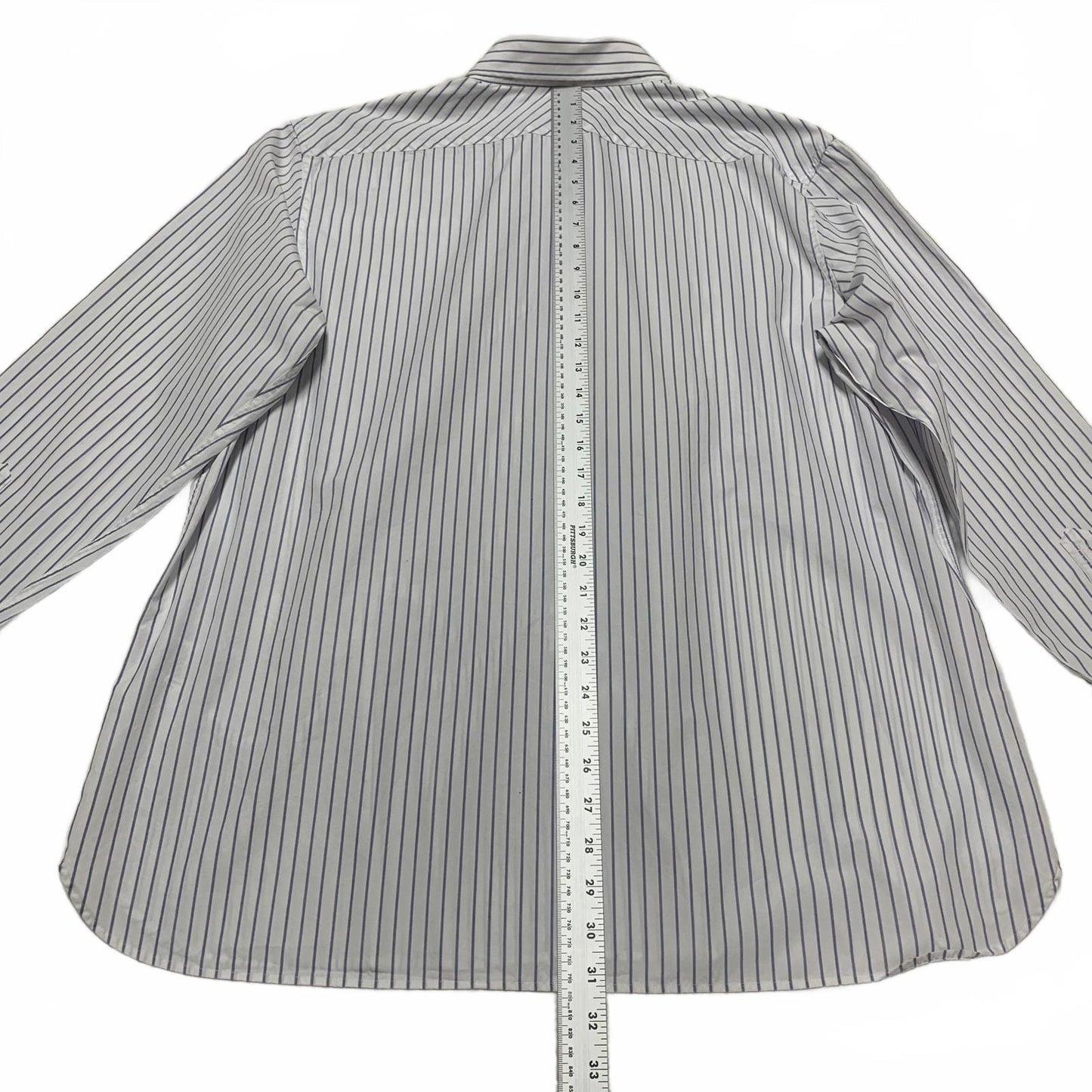 Banana Republic Men's Size XL Slim Fit White Blue Striped Button-Up Shirt