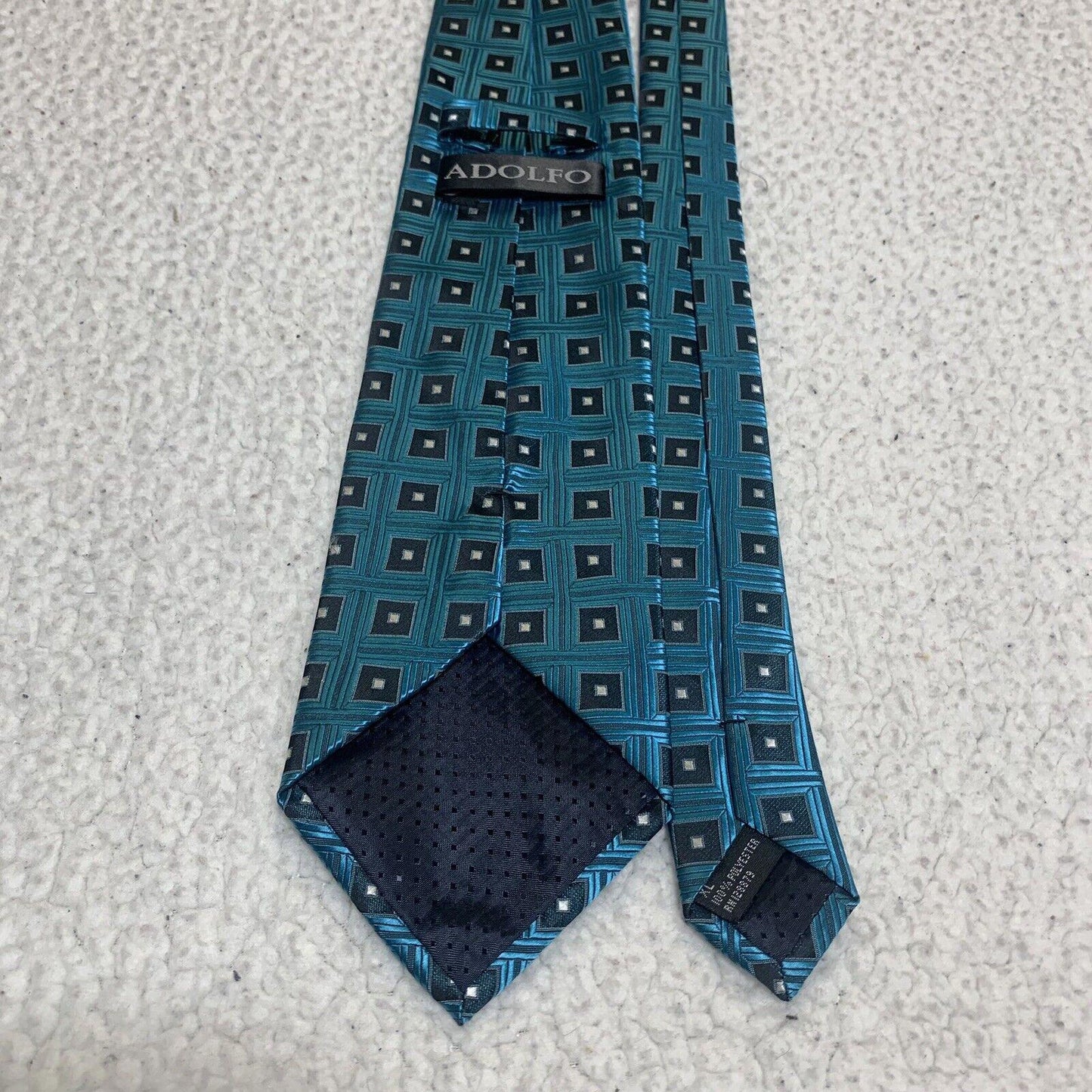 Adolfo Men's Formal Tie Classic Size Turquoise and Black