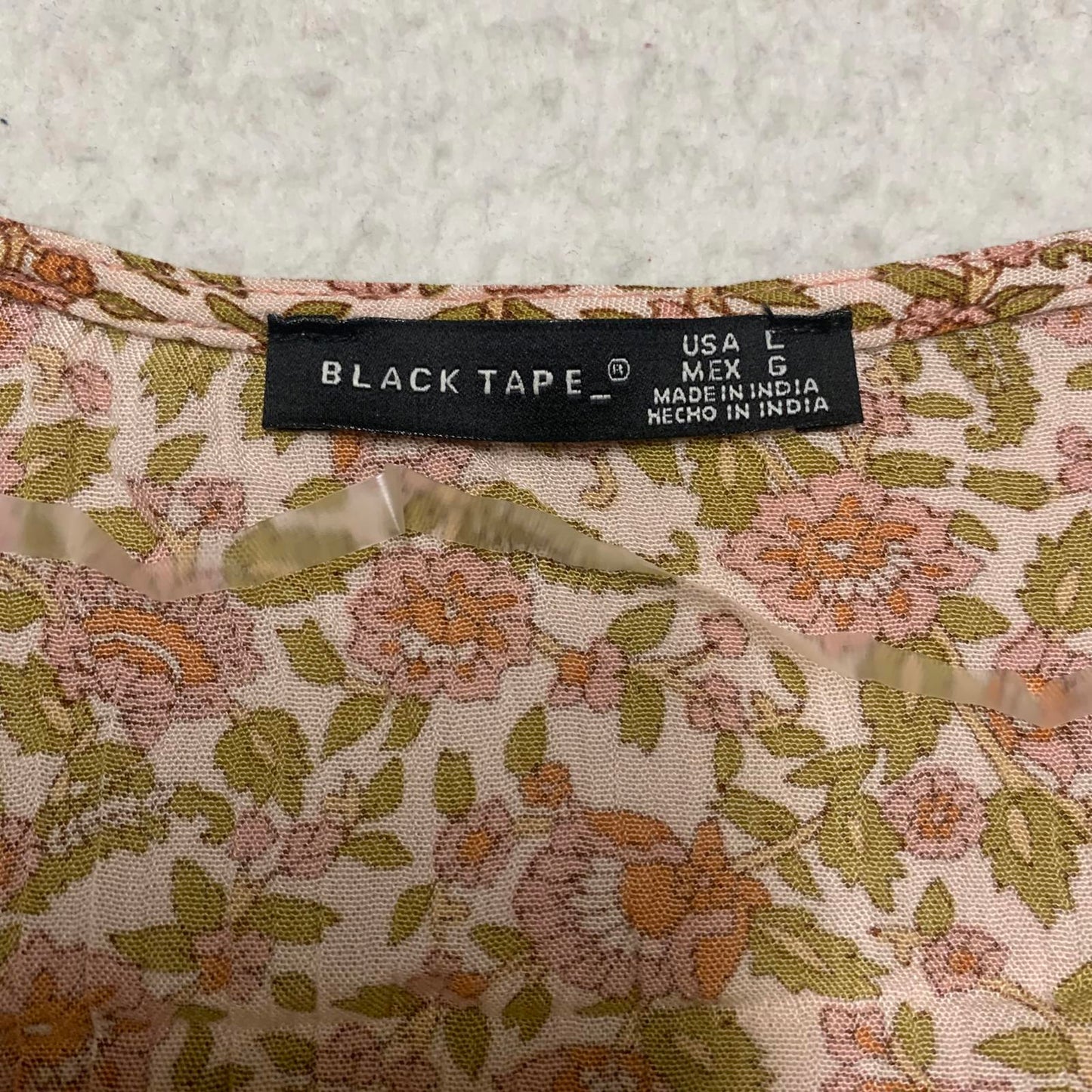 Black Tape Womens Sz Large Floral V-Neck ruffle short sleeve Blouse India