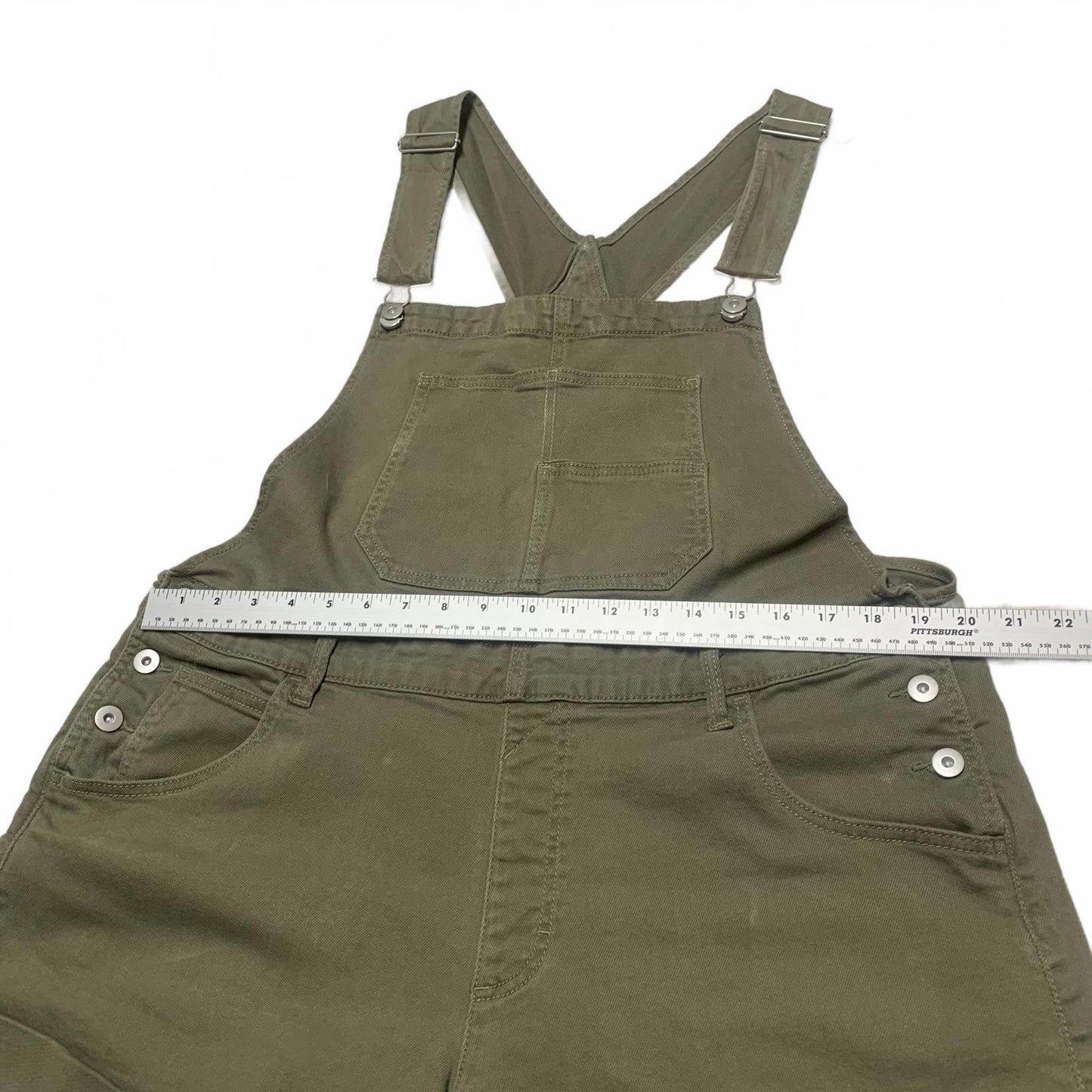 NOBO No Boundaries Womens Sz XXL (19) Olive Green Denim Overalls Shorts W40