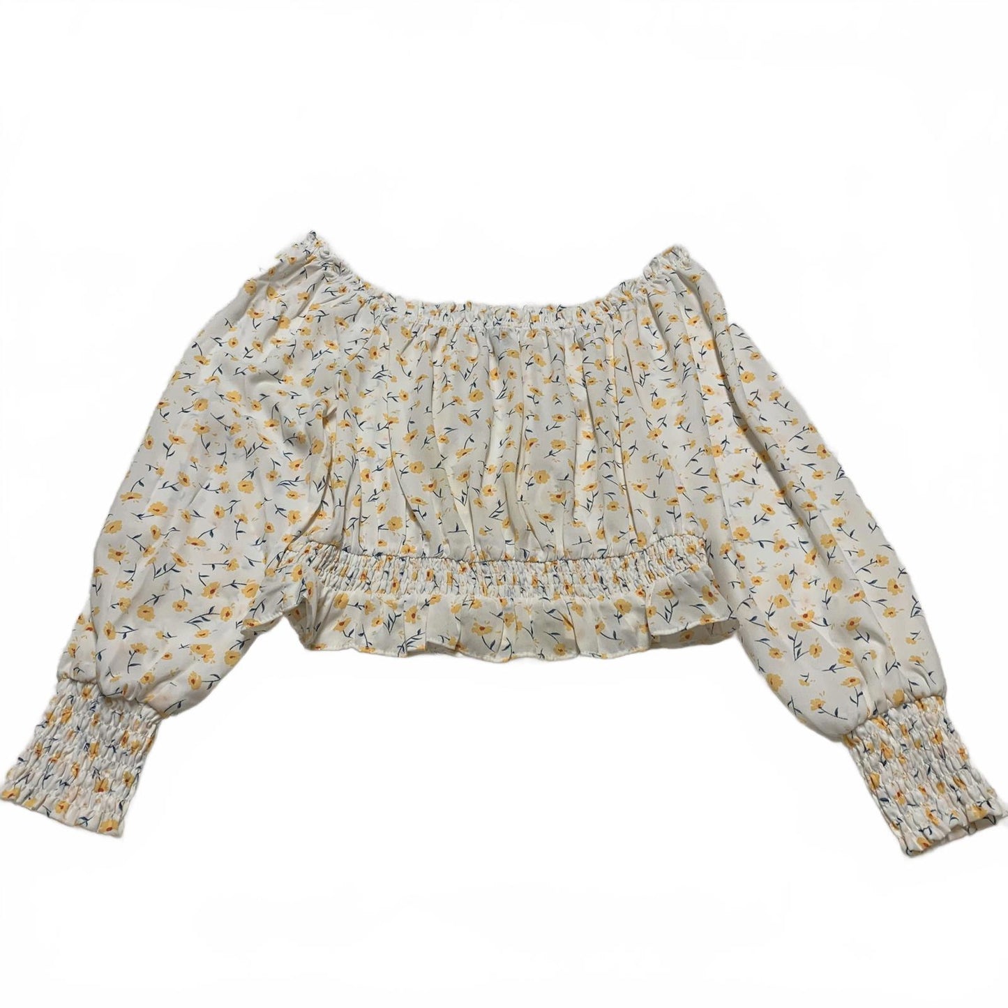 Helen Owen x Aqua Womens Sz Large Floral Off-Shoulder Crop Top