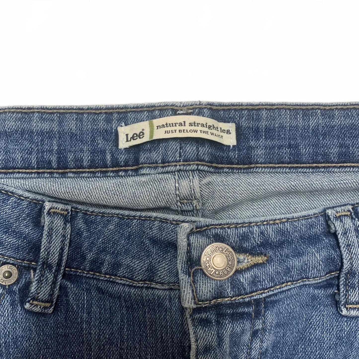 Lee Womens Size 14 Petite Blue Light Wash Natural Straight Leg Jeans
