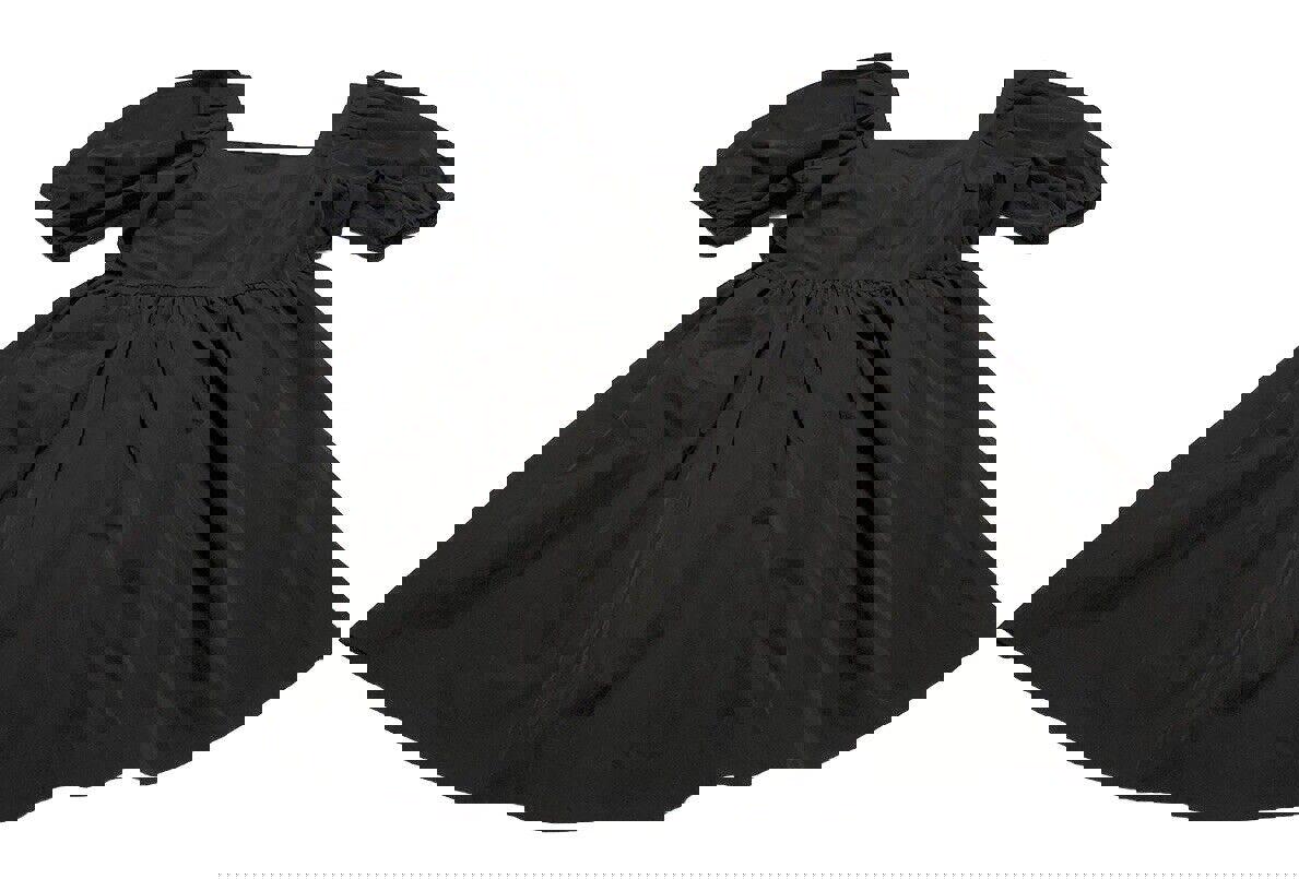 H&M Women’s Size Large Black Sun Dress Puff sleeve Vacation A-Line Cut