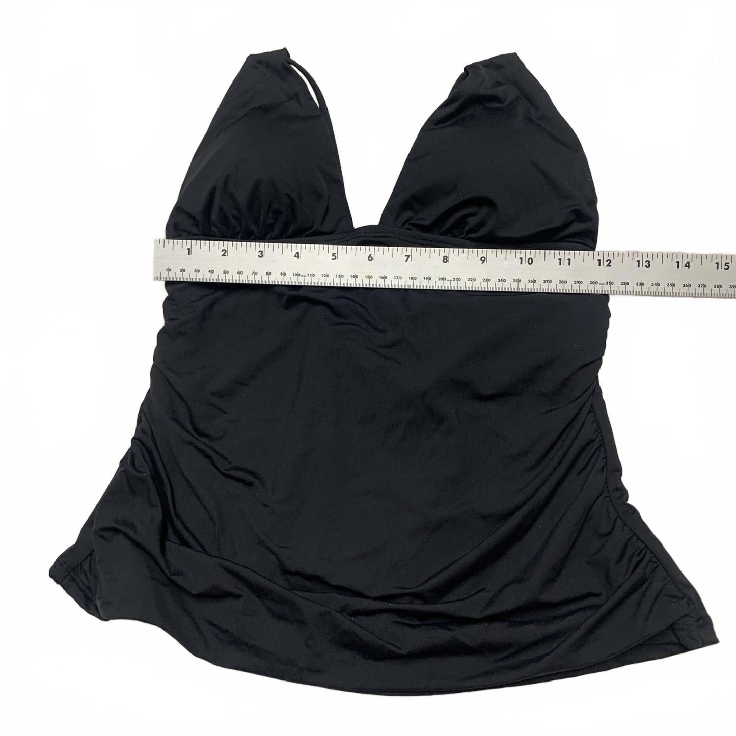 La Blanca Women's Size 10 Black Halter Swim Top Ruched Bust