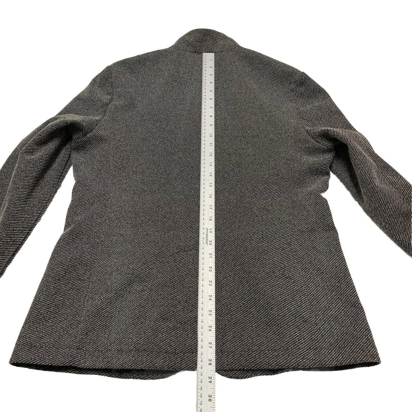 Zara Man buckle High Collar Coat Size 42 Herringbone Gray Made in Turkey