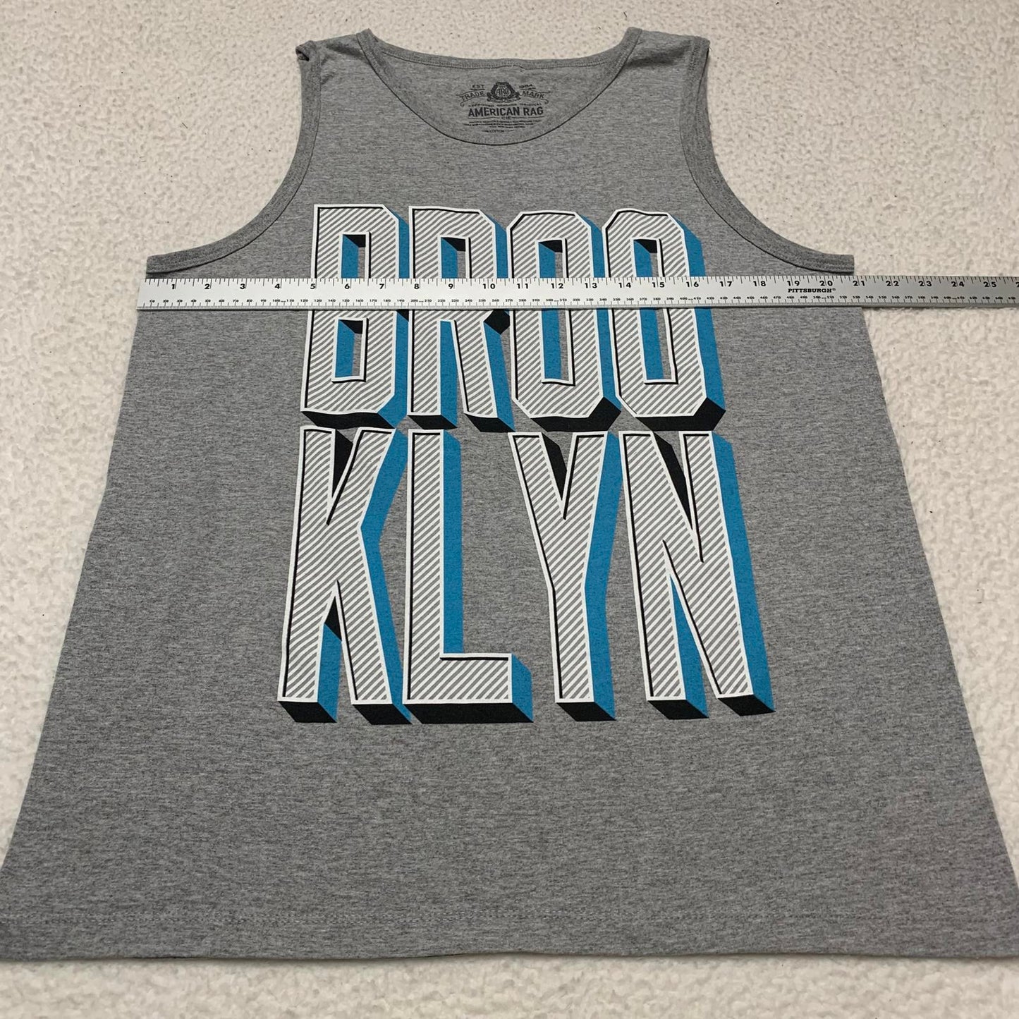 American Rag Mens Size Large Gray Brooklyn Graphic Tank Top