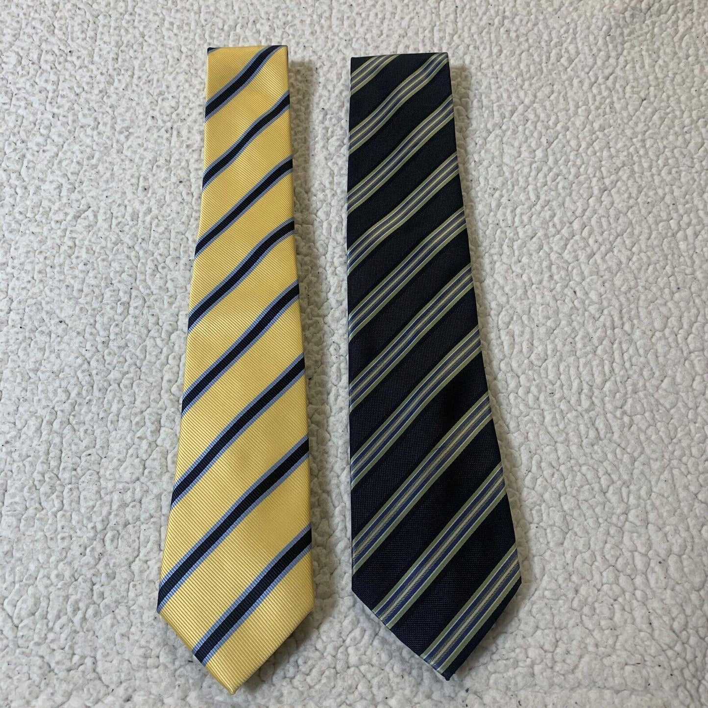 Alexander Julian Colours Men’s Ties Striped Navy And Yellow Preowned Lot Of 2