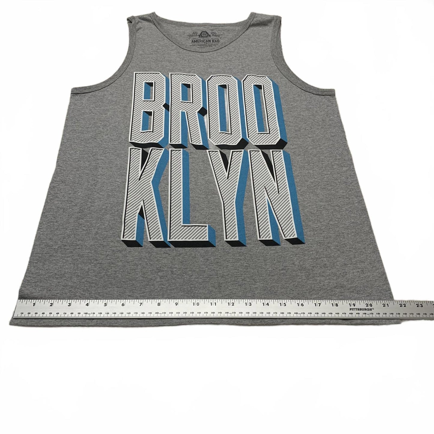 American Rag Mens Size Large Gray Brooklyn Graphic Tank Top