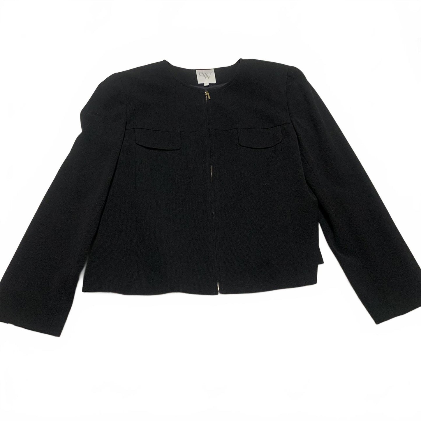 90s Clifford & Wills Women’s Size 16 Black Zip Jacket Blazer VTG
