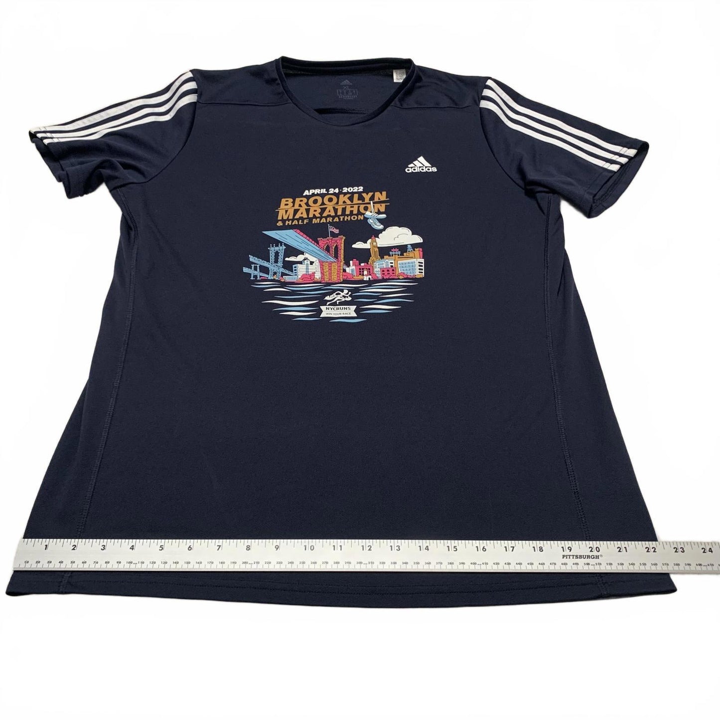 Adidas Brooklyn Marathon 2022 Men’s Size XL Navy Blue T-Shirt Aeroready