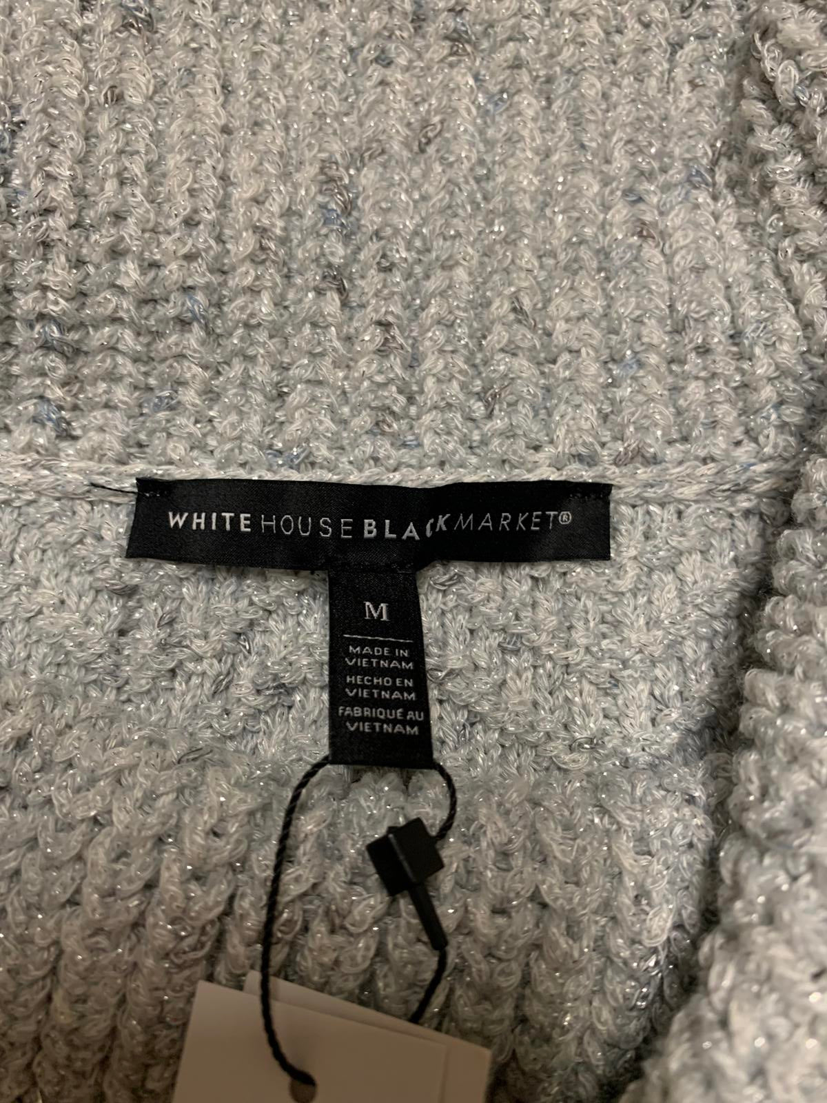 White House Black Market Womens Size Medium Gray Cable Knit Sweater Cowl Neck