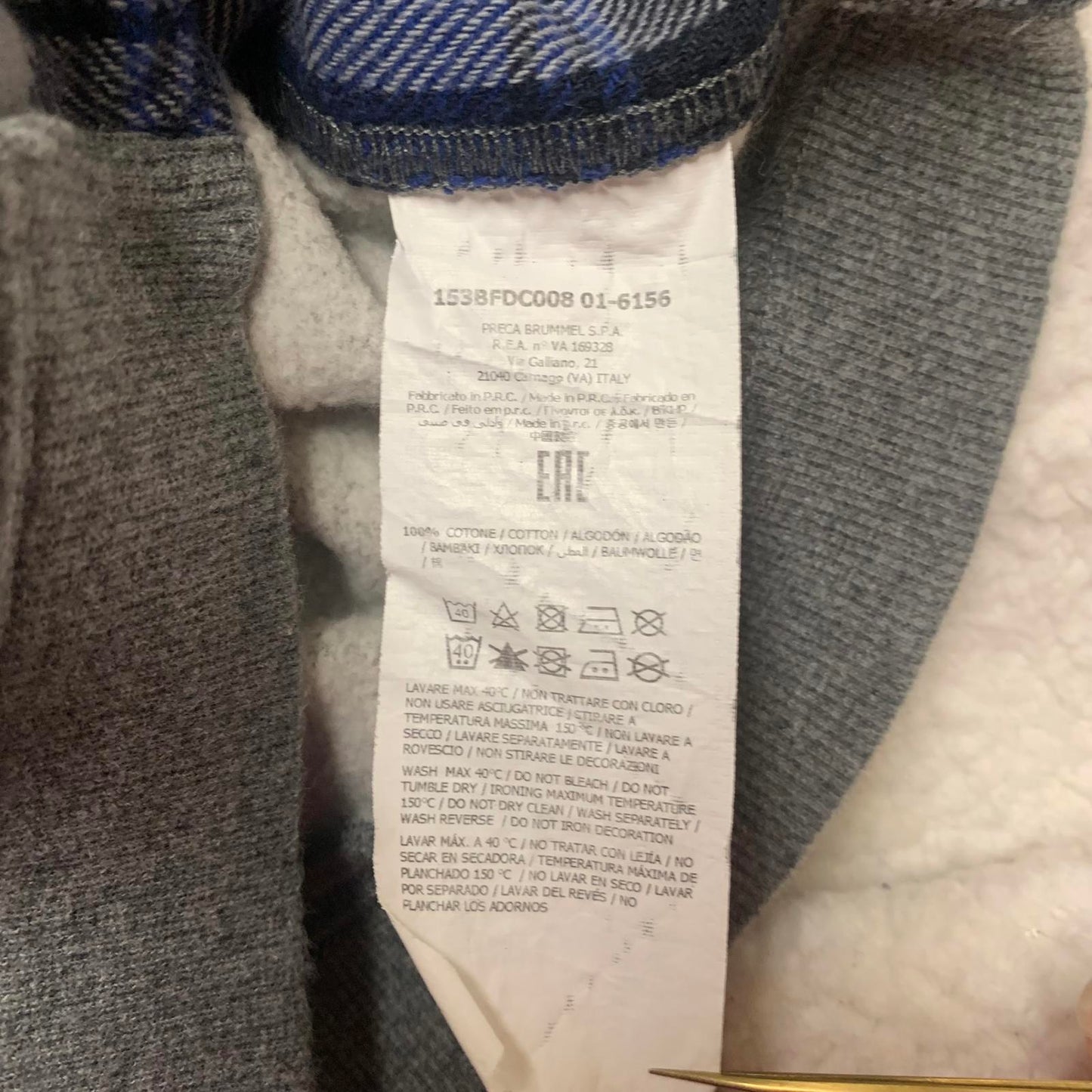 Brums Boys Size 5 Gray Blue Flannel Hooded Shirt Jacket Cotton