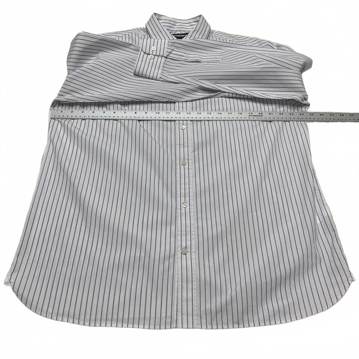 Banana Republic Men's Size XL Slim Fit White Blue Striped Button-Up Shirt