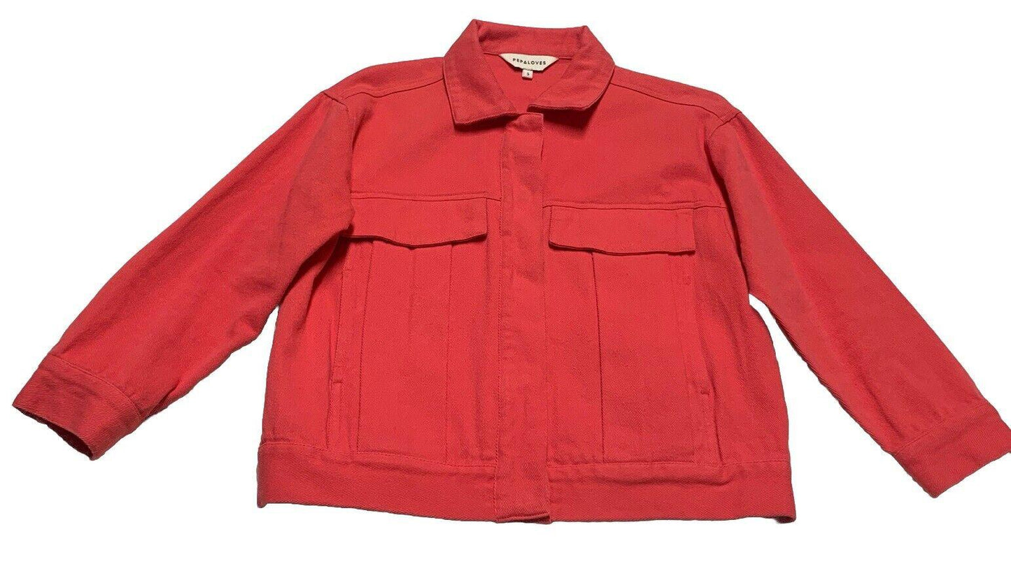Anthropologie Pepaloves Women’s Small Cranberry Jean Jacket