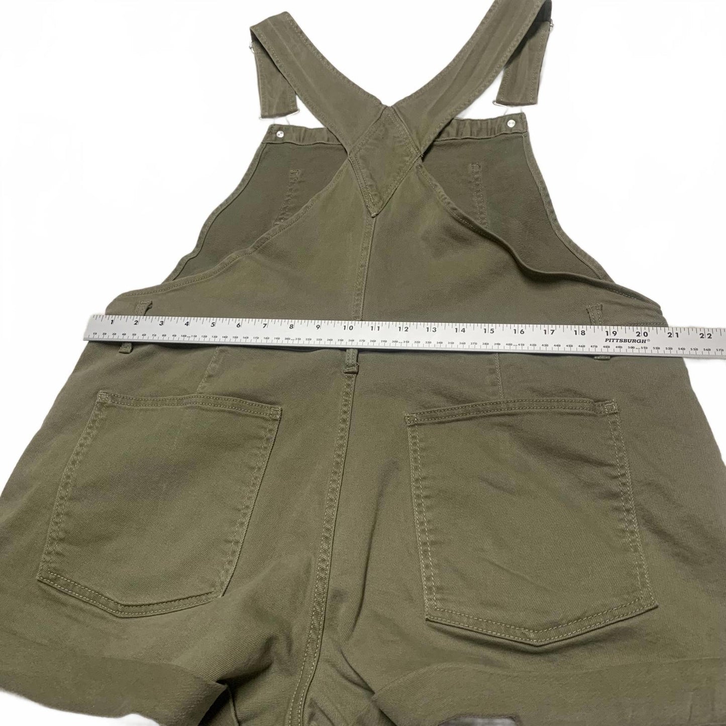 NOBO No Boundaries Womens Sz XXL (19) Olive Green Denim Overalls Shorts W40