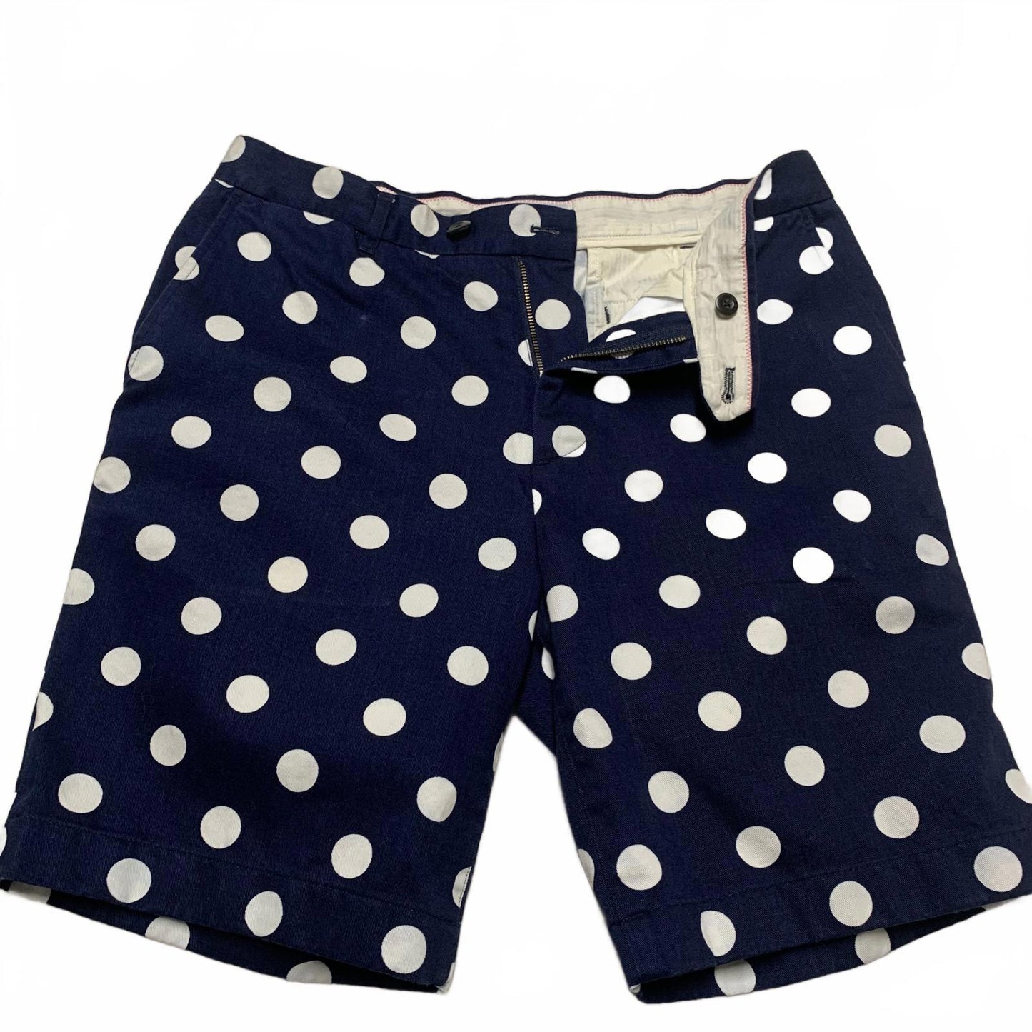 Jack Spade Bleecker NY Mens Sz 32 Navy White Polka Dot chino shorts W32
