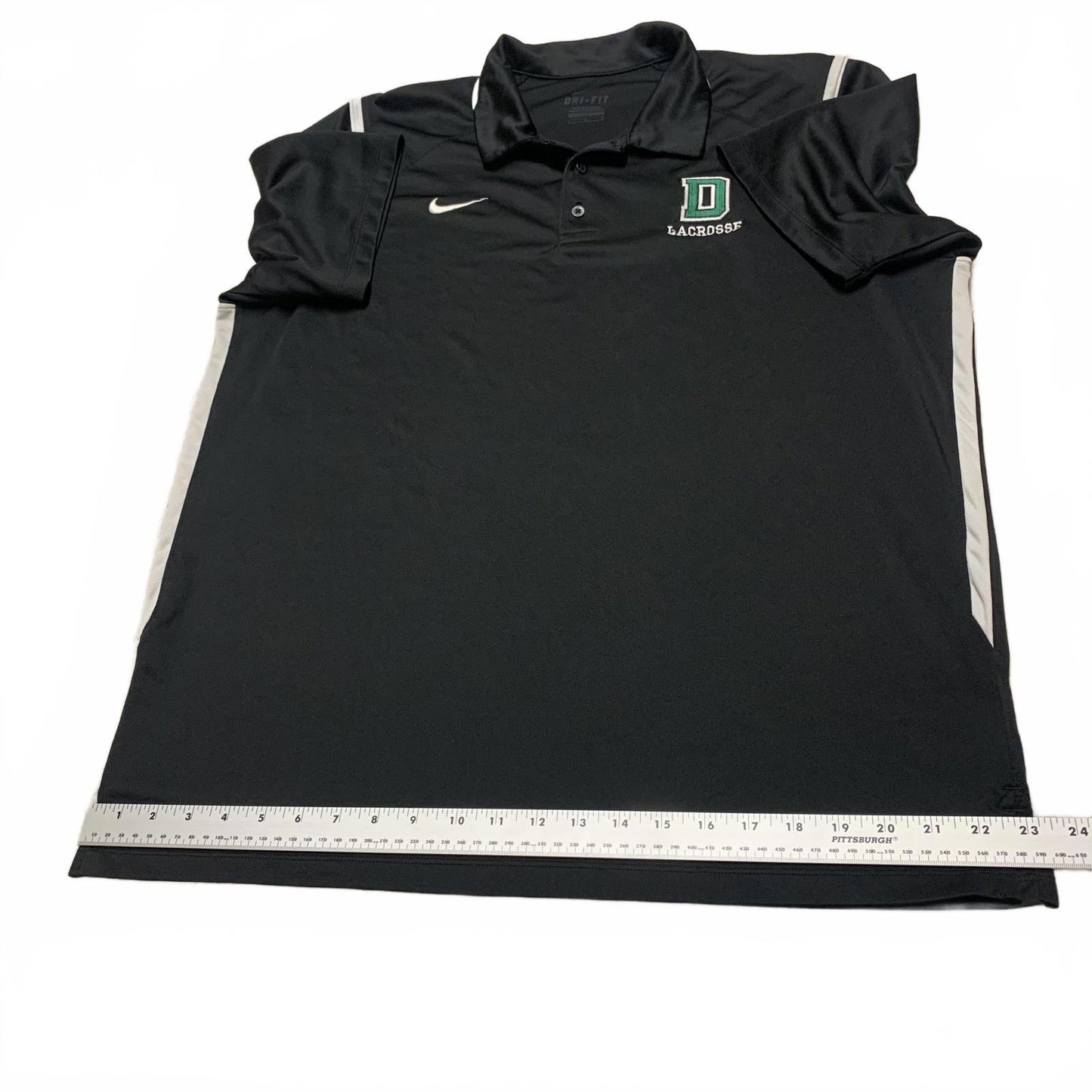 Nike DRI-FIT Mens Sz Large Black Lacrosse Polo Black