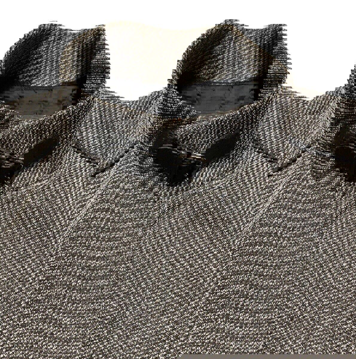Zara Man buckle High Collar Coat Size 42 Herringbone Gray Made in Turkey