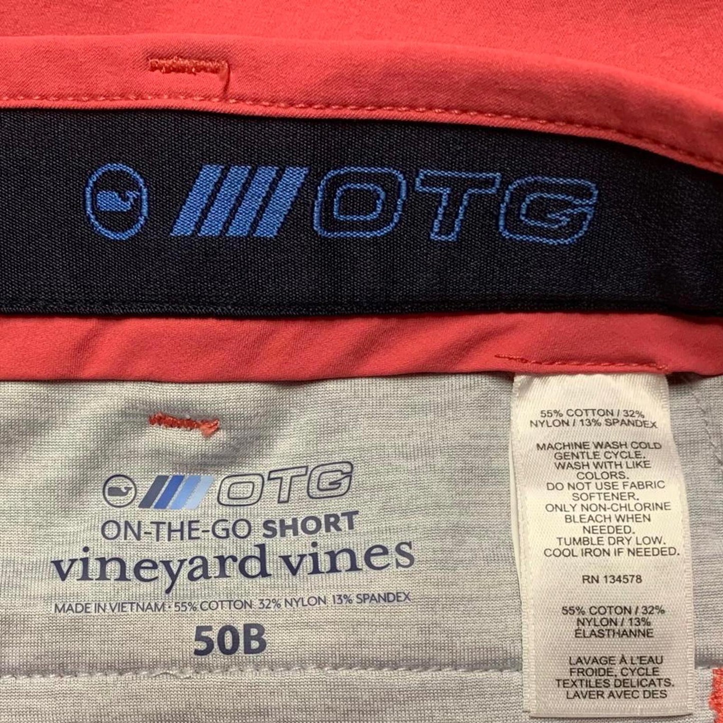 Vineyard Vines Mens OTG Pants Sz 50B Casual Shorts in Coral Red W49