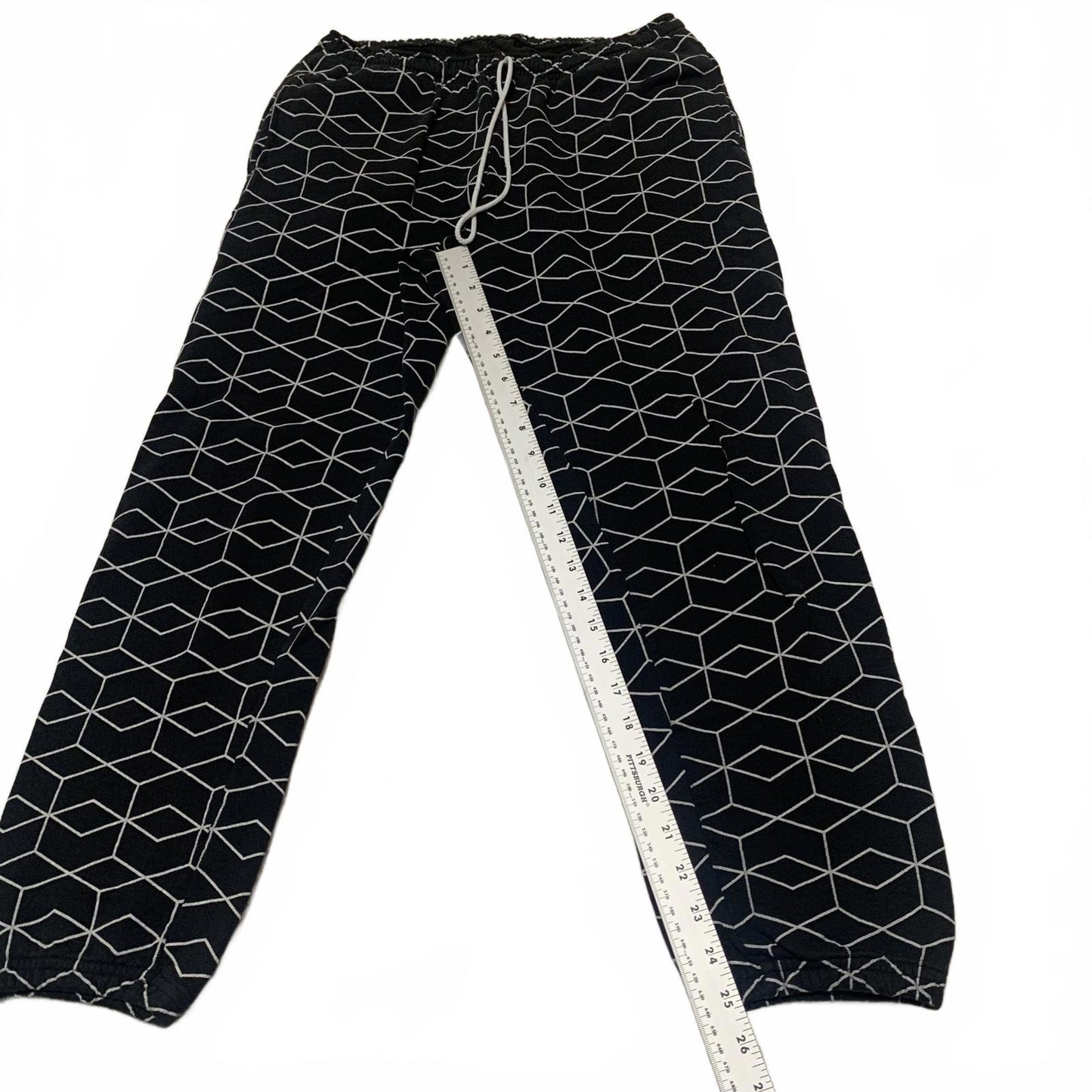 American Apparel Men's Size M Black White Geometric Joggers Pattern Sweatpants