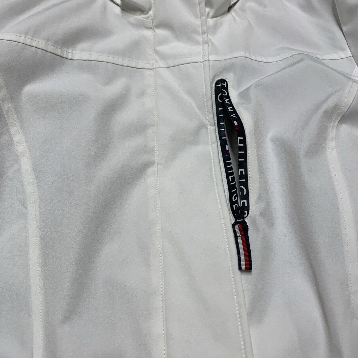 Tommy Hilfiger Women's M White Weather Hood Jacket Rain Coat