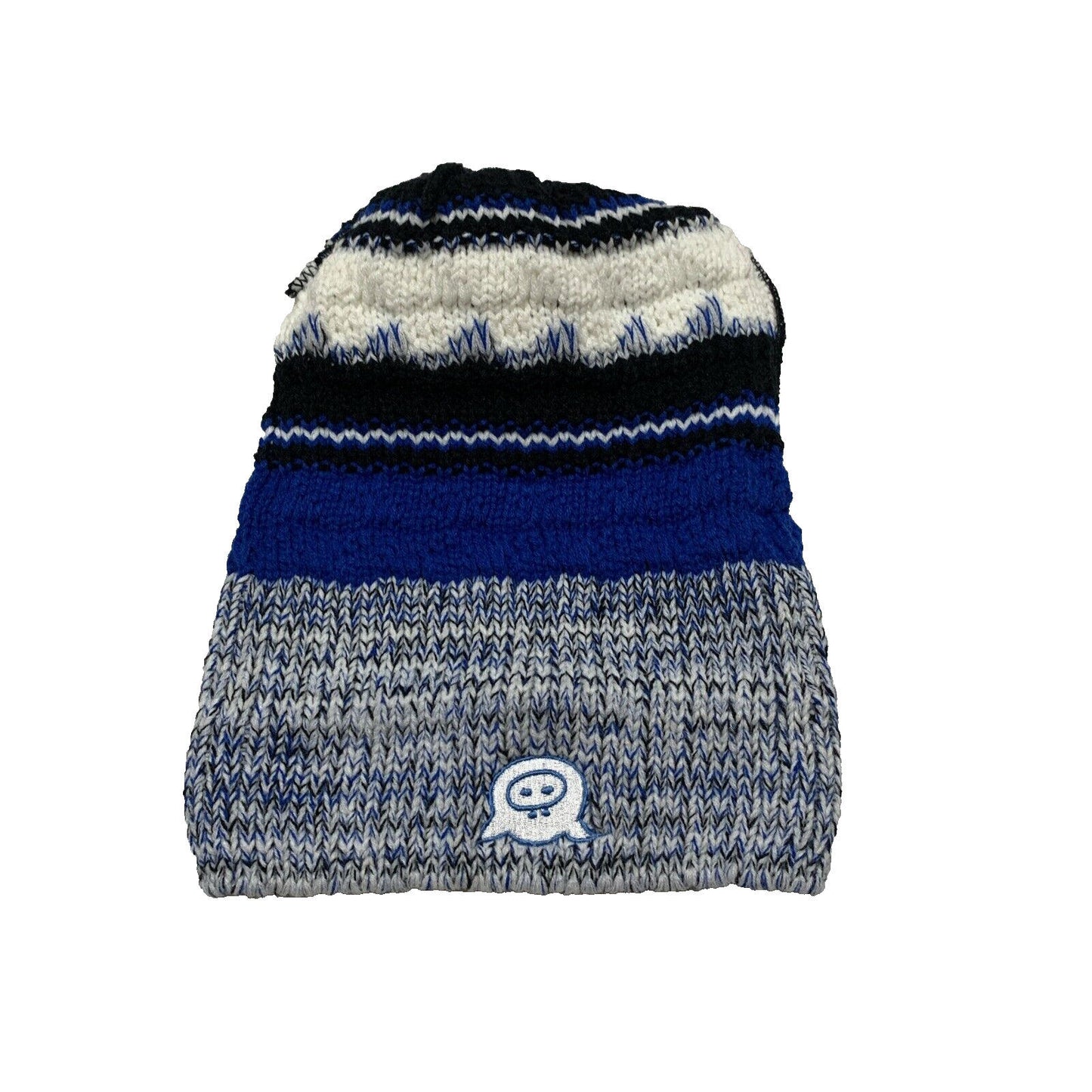 Pig Beanie Unisex Adult Black Royal Blue Striped Winter Snow Ski Hat Acrylic