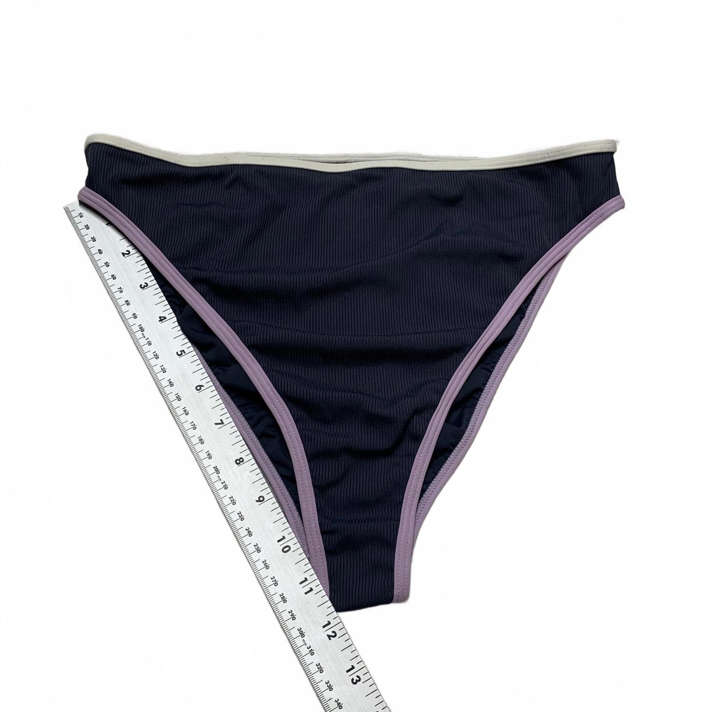 L*SPACE Women's Size XLarge Gray & Lilac Ribbed Bikini Bottoms