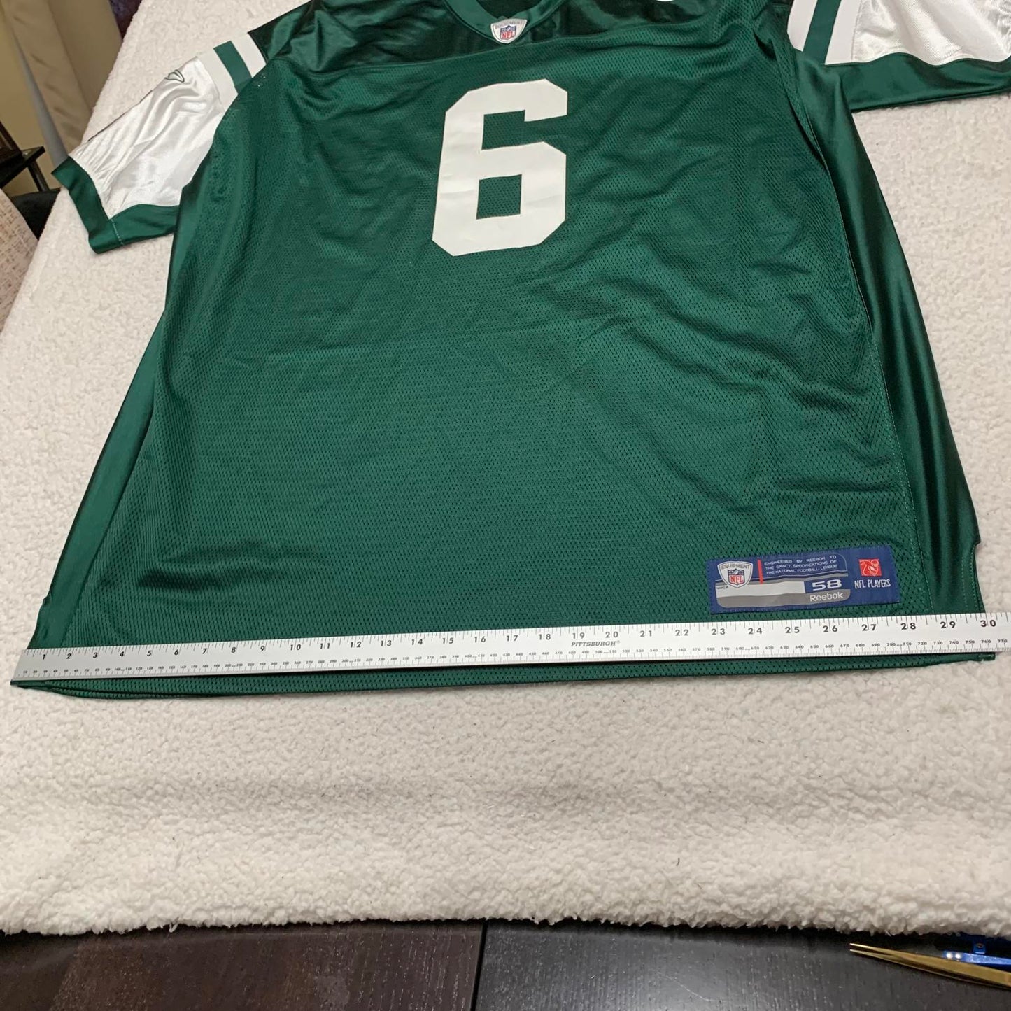 Reebok New York Jets Mark Sanchez #6 Jersey Sz 58 Football NFL Onfield