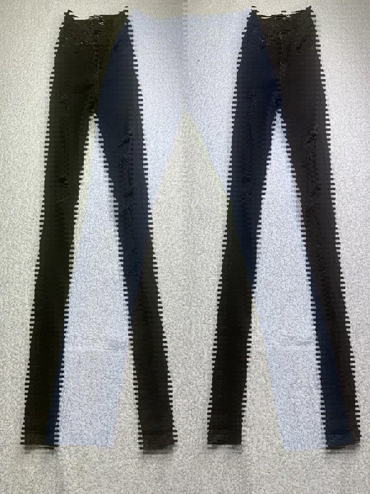 Monkey Ride Jeans Juniors Sz 3/29 Black Skinny Distressed