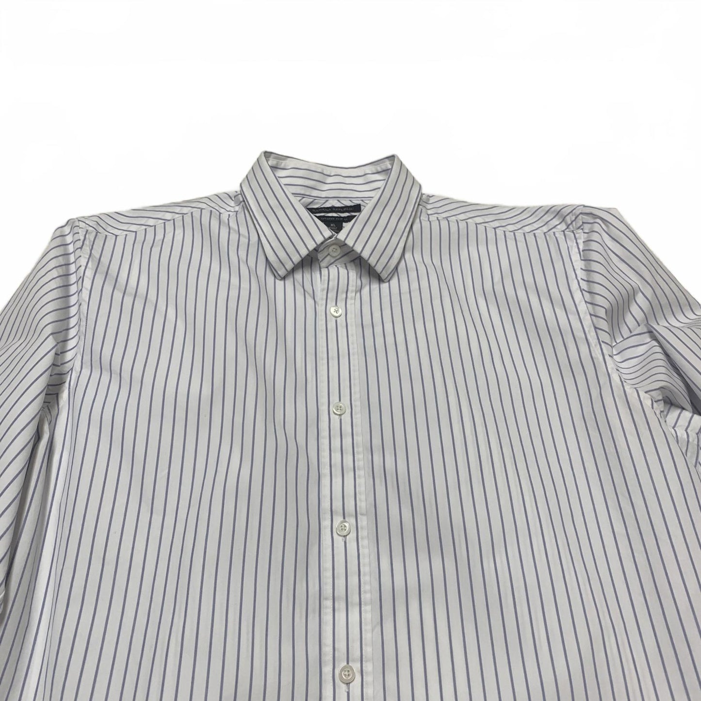 Banana Republic Men's Size XL Slim Fit White Blue Striped Button-Up Shirt