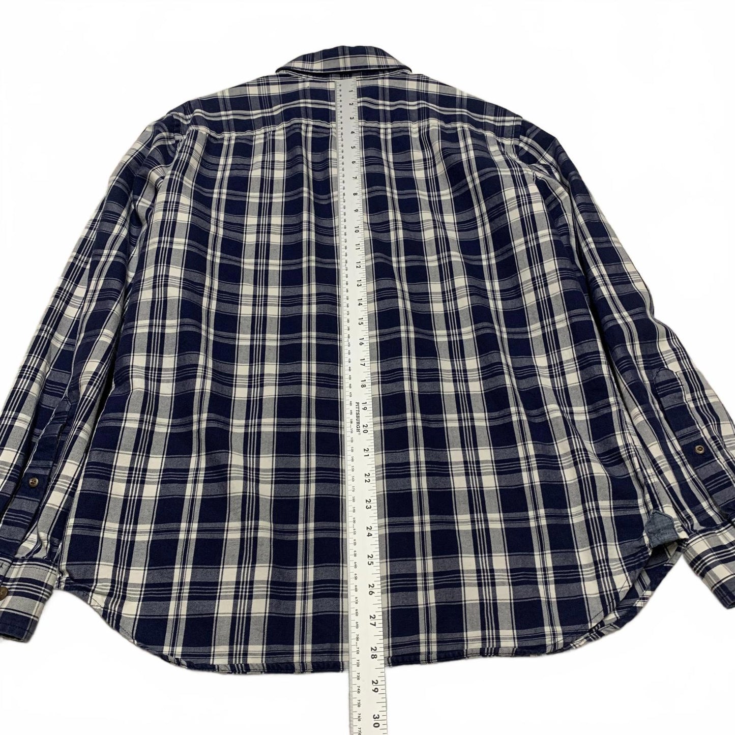 Banana Republic Men’s Size Large Navy Plaid Button-Up Shirt Slim Fit