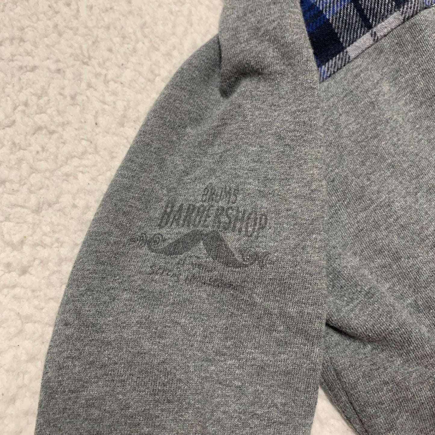 Brums Boys Size 5 Gray Blue Flannel Hooded Shirt Jacket Cotton