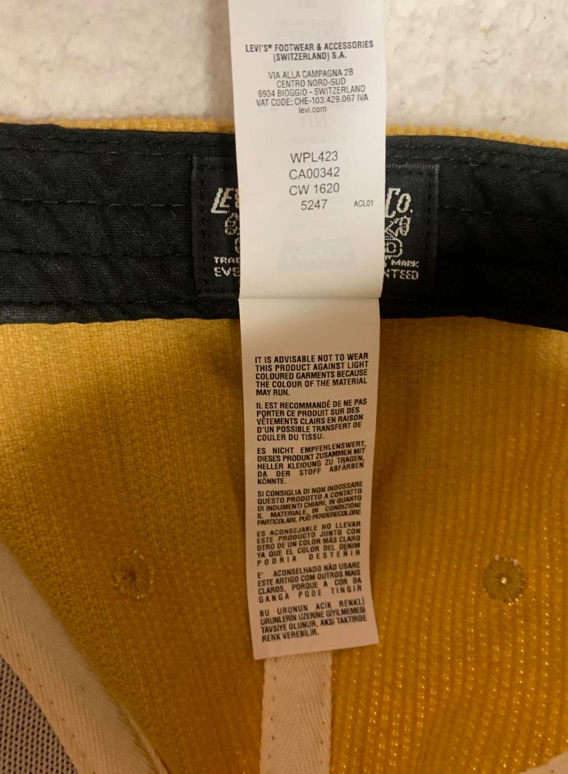 Levi's Men's Corduroy Hat Mustard Yellow Mountain Patch
