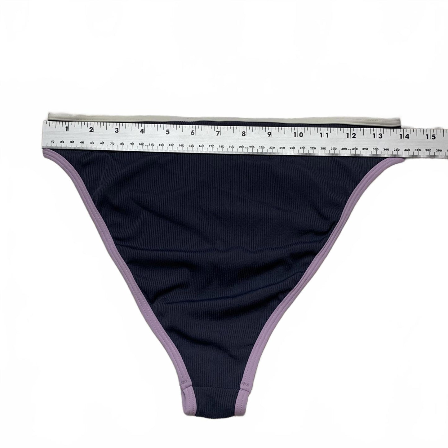 L*SPACE Women's Size XLarge Gray & Lilac Ribbed Bikini Bottoms