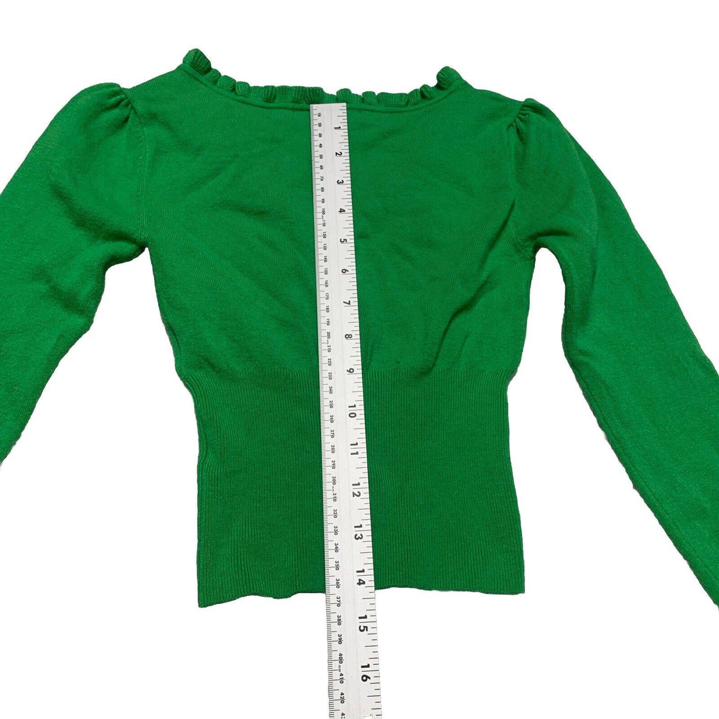Urban Outfitters Women XS Kelly Green Cropped Button Cardigan Ruffled Collar
