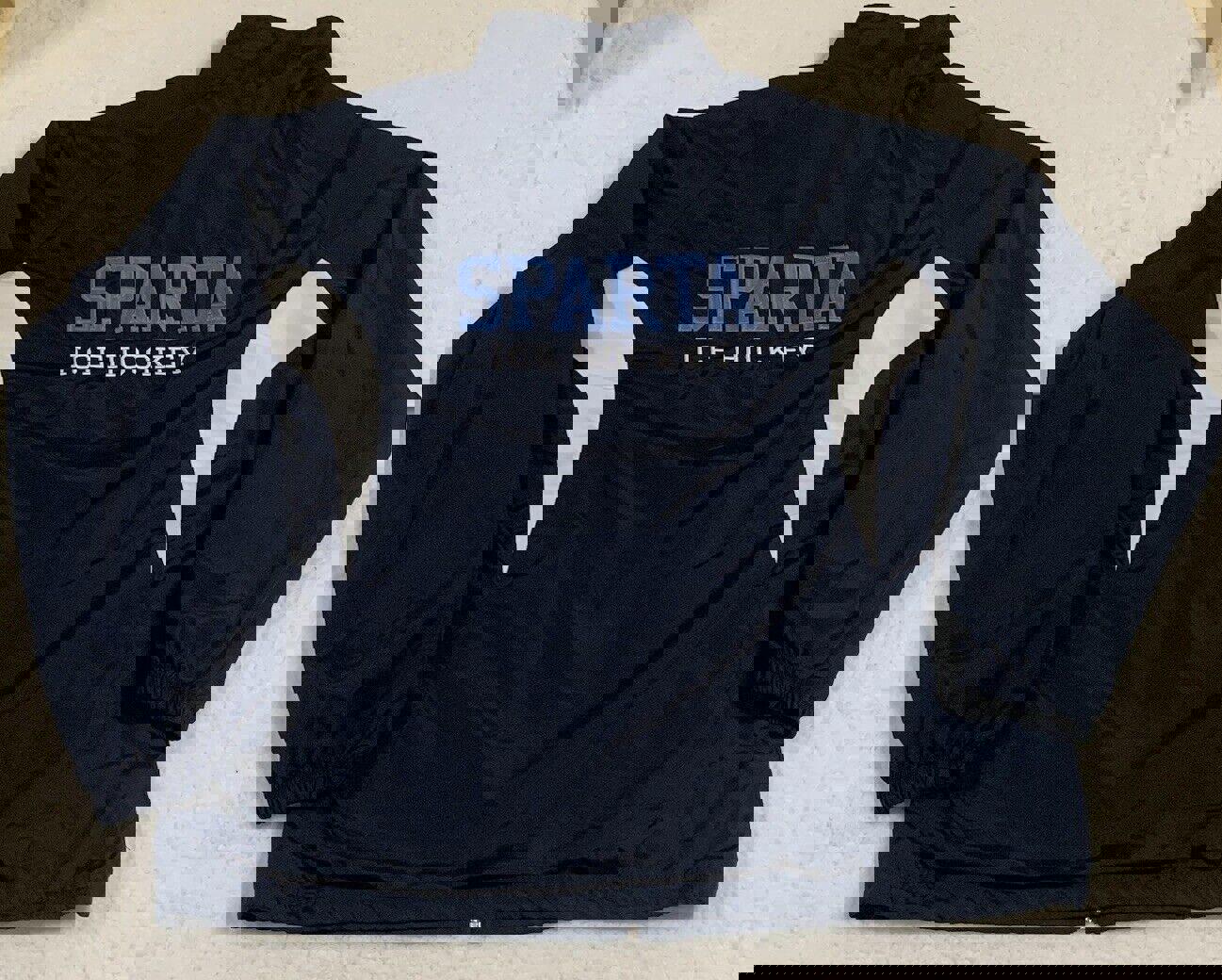 Holloway Lined Jacket Windbreaker Men's L Navy Sparta Ice Hockey Full Zip Up