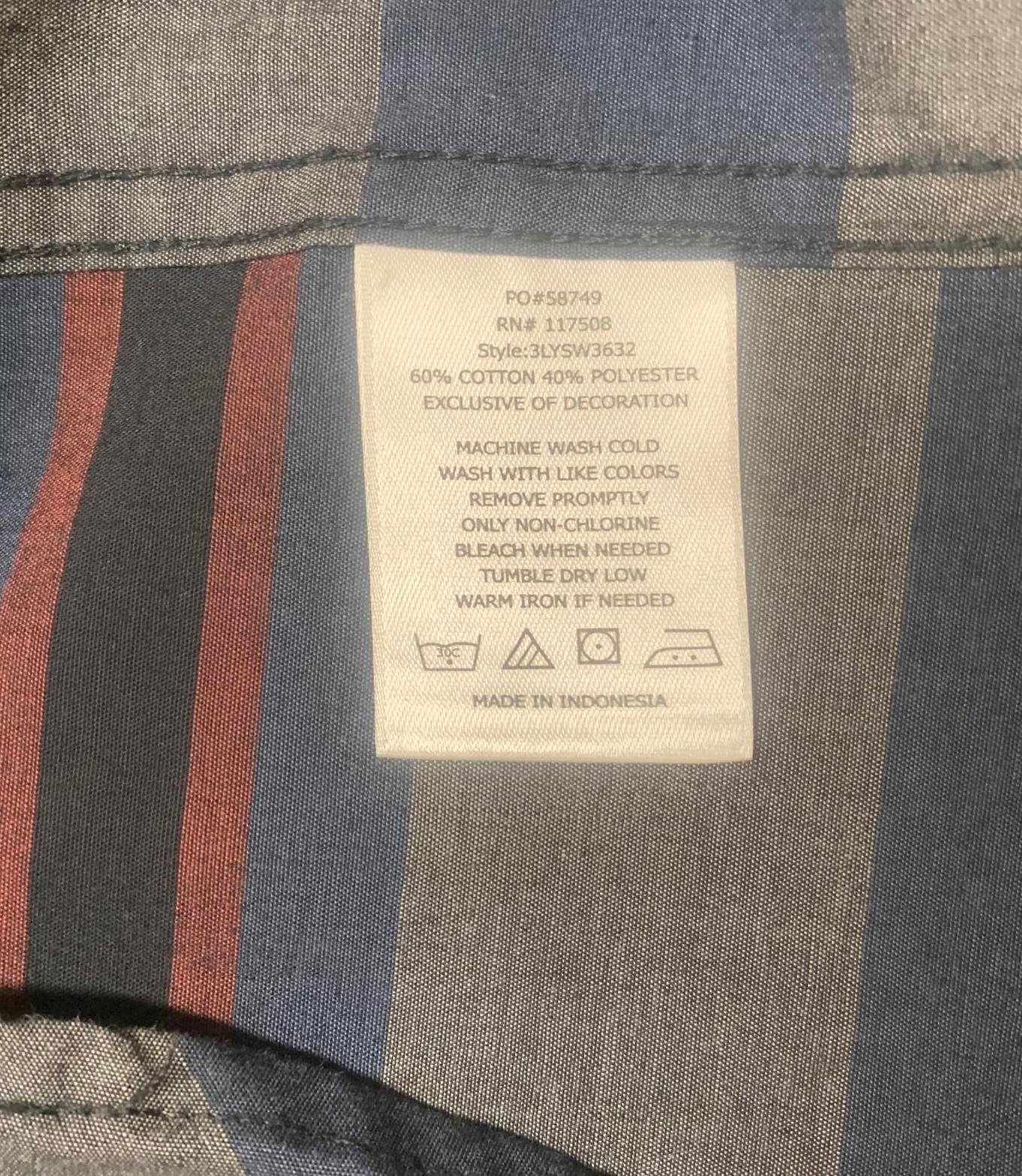 Levis Mens Size Large Blue Gray Striped Short Sleeve Shirt