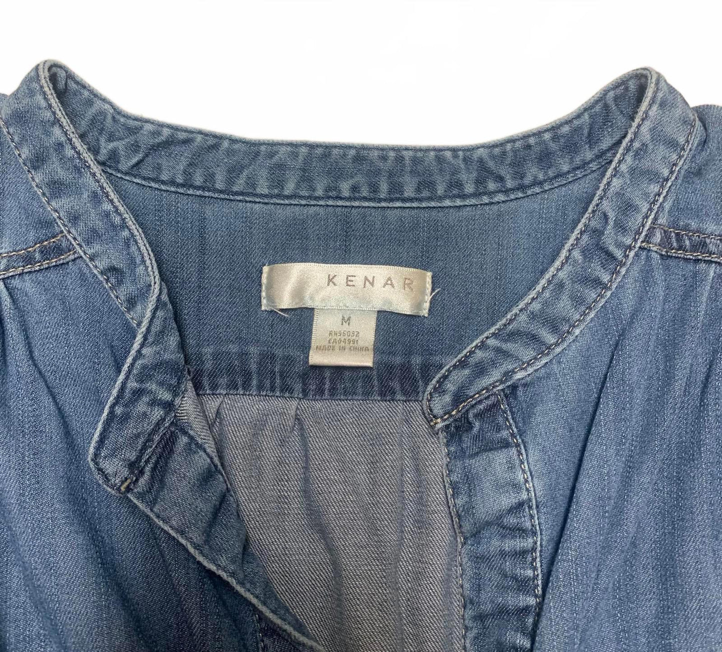 Kenar Women's Medium light Blue Soft Denim Casual Button Down Shirt