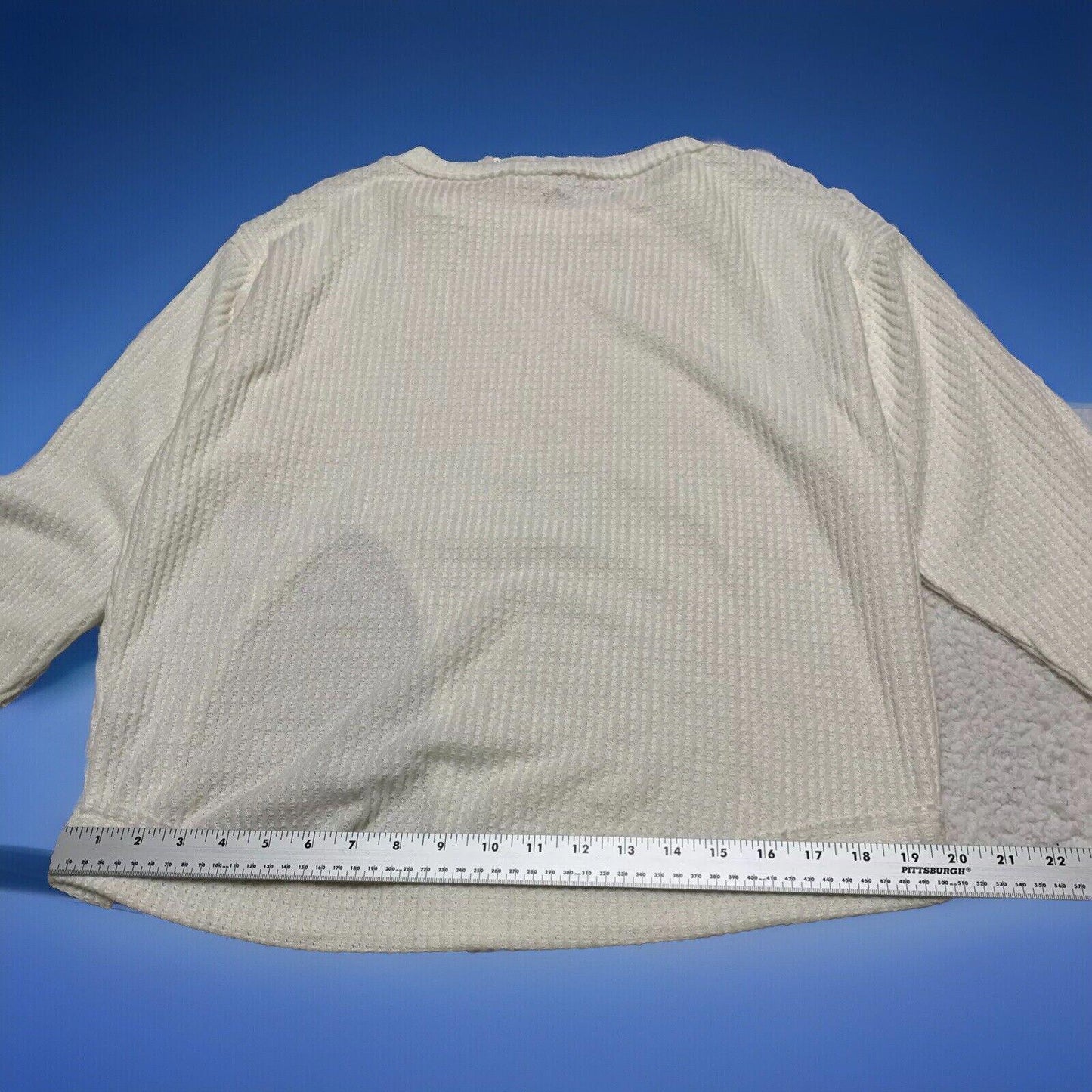 Out From Under UO Women XS Ivory Oversized Waffle Knit Layering Top Slit