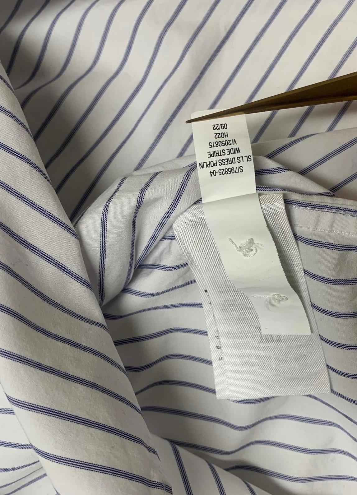 Banana Republic Men's Size XL Slim Fit White Blue Striped Button-Up Shirt