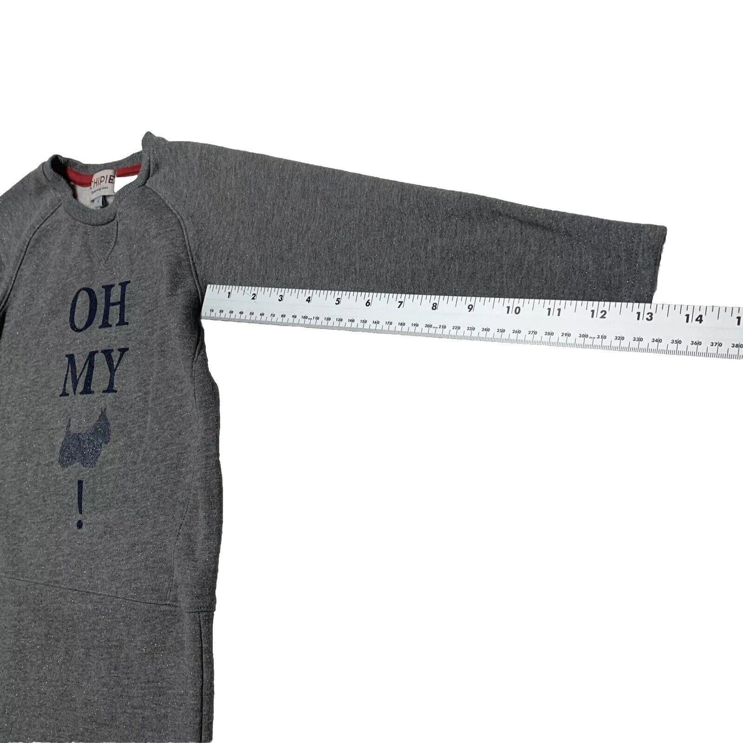 Chipie Girls Size 6 Heather Gray Fleece Sweatshirt Dress Scottish Dog Glitter