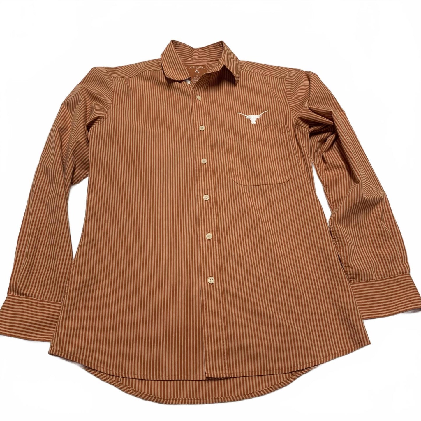 Antigua University of Texas Men’s Size Small Orange Striped Button-Up Shirt